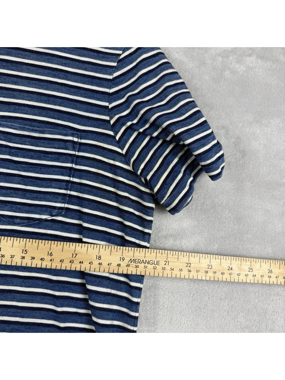 Polo Ralph Lauren Men’s M Blue White Striped Pocket Polo Shirt Cotton Nautical